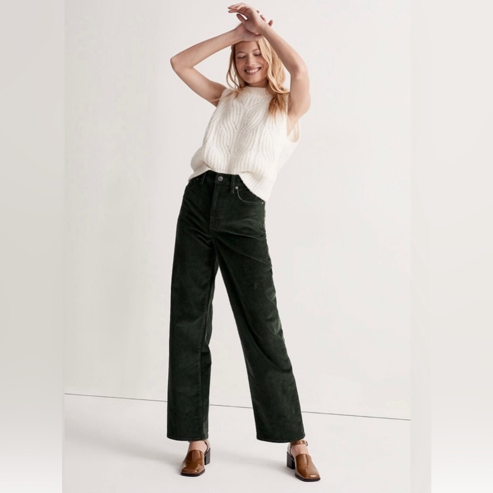Madewell PVJ Wide-Leg Jean in Corduroy—Green